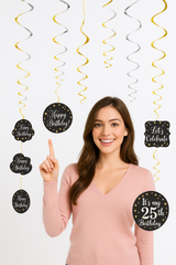 Sparkling Celebration Birthday Swirl Hanging Decorations Kit, Customizable