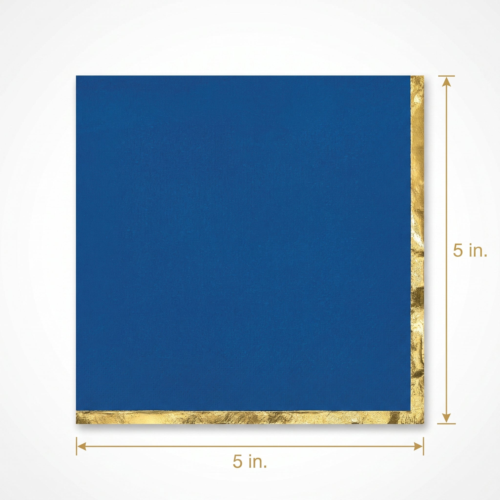 Royal Blue Beverage Napkins with Gold Hot Stamp - 5 In. X 5 In.