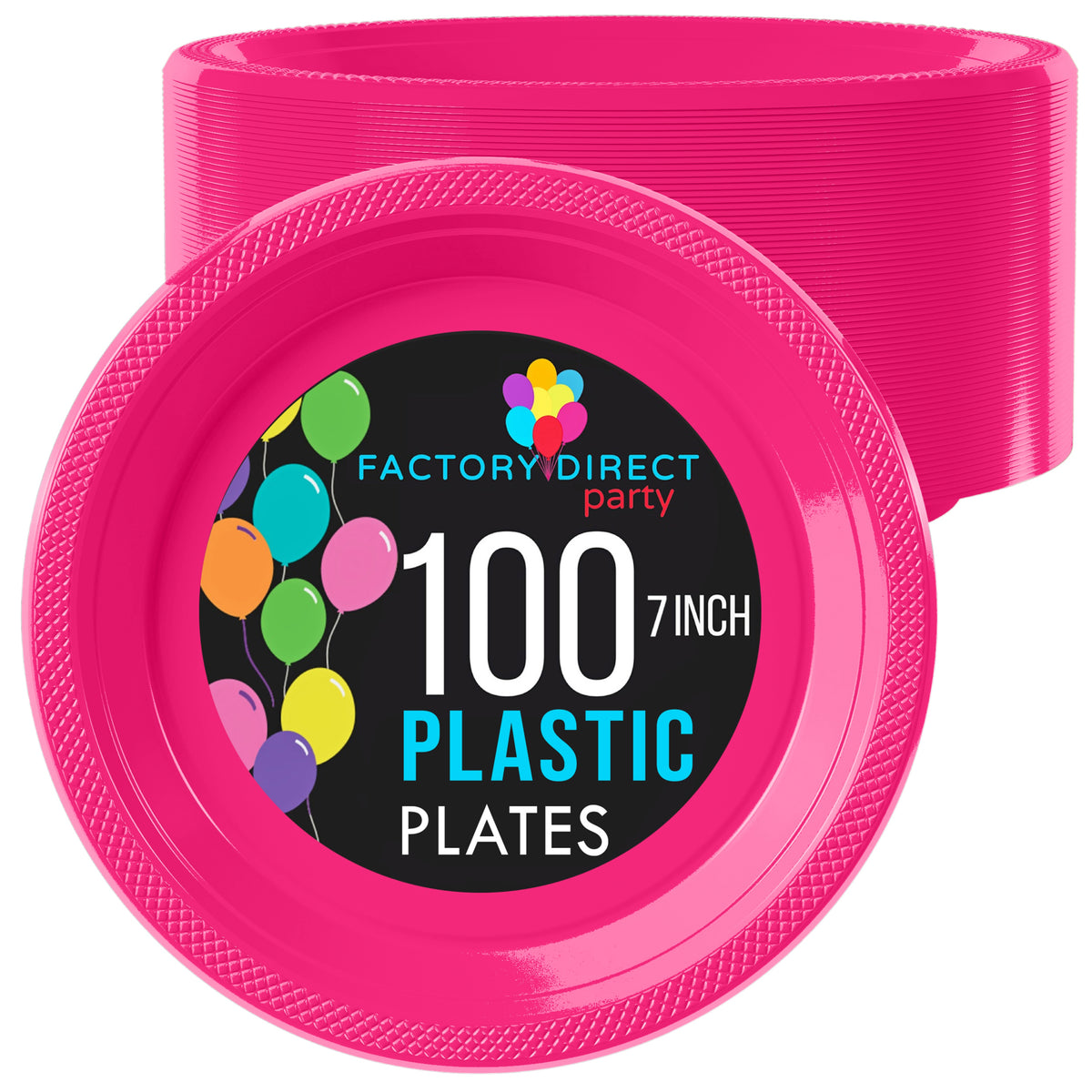 7 In. Cerise Plastic Plates | 100 Count