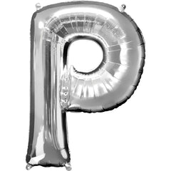 Silver Foil Letter "P" Balloon - Metallic Party Decor