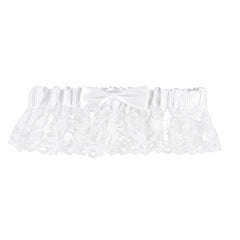 Elegant White Lace Wedding Garter with Satin Bow