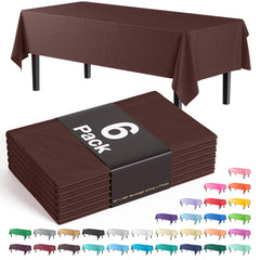 Brown Plastic Table Covers | 6 Pack - 54 In. x 108 In.