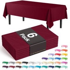 Burgundy Plastic Table Covers | 6 Pack - 54 In. x 108 In.