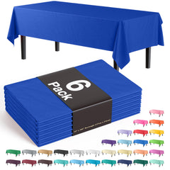Premium Dark Blue Plastic Table Covers | 6 Pack - 54 In. x 108 In.