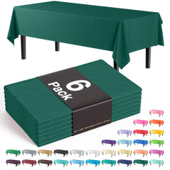 Premium Dark Green Plastic Table Covers | 6 Pack - 54 In. x 108 In.