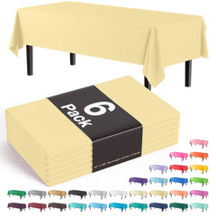 Premium Light Yellow Plastic Table Covers | 6 Pack - 54 In. x 108 In.