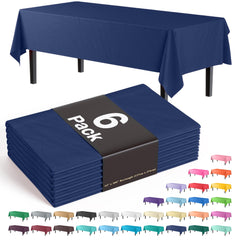Premium Navy Blue Plastic Table Covers | 6 Pack - 54 In. x 108 In.