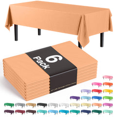 Premium Peach Plastic Table Covers | 6 Pack - 54 In. x 108 In.