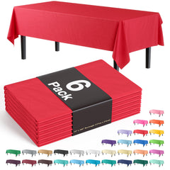 Premium Red Plastic Table Covers | 6 Pack - 54 In. x 108 In.