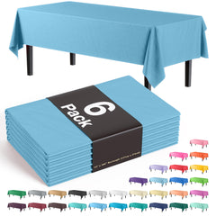 Sky Blue Plastic Table Covers | 6 Pack - 54 In. x 108 In.