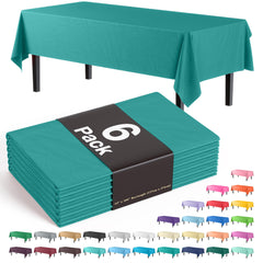 Premium Teal Plastic Table Covers | 6 Pack - 54 In. x 108 In.