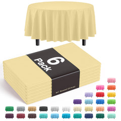 Round Light Yellow Plastic Table Covers | 6 Pack