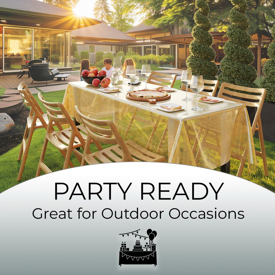 Premium Gold Floral Plastic Table Covers | 12 Count - 54 In. x 108 In.