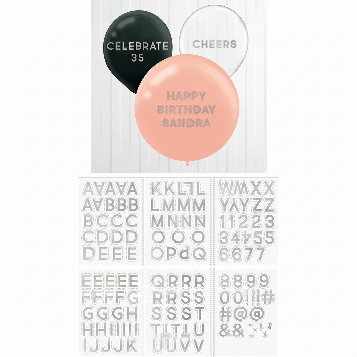 Silver Balloon Sticker Set - 133 Piece Pack