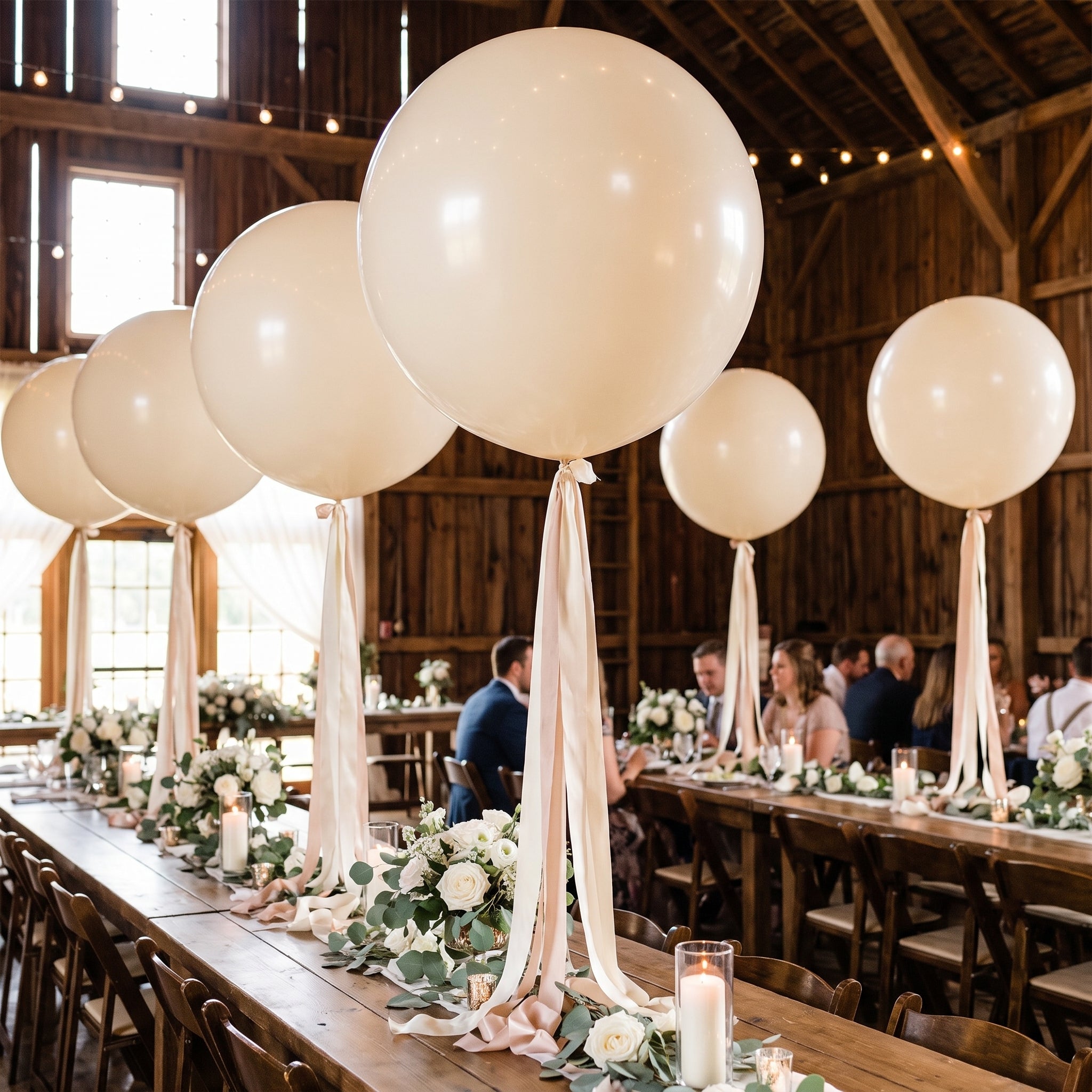 Elegant White Latex Balloons - 24" (4 Pack)