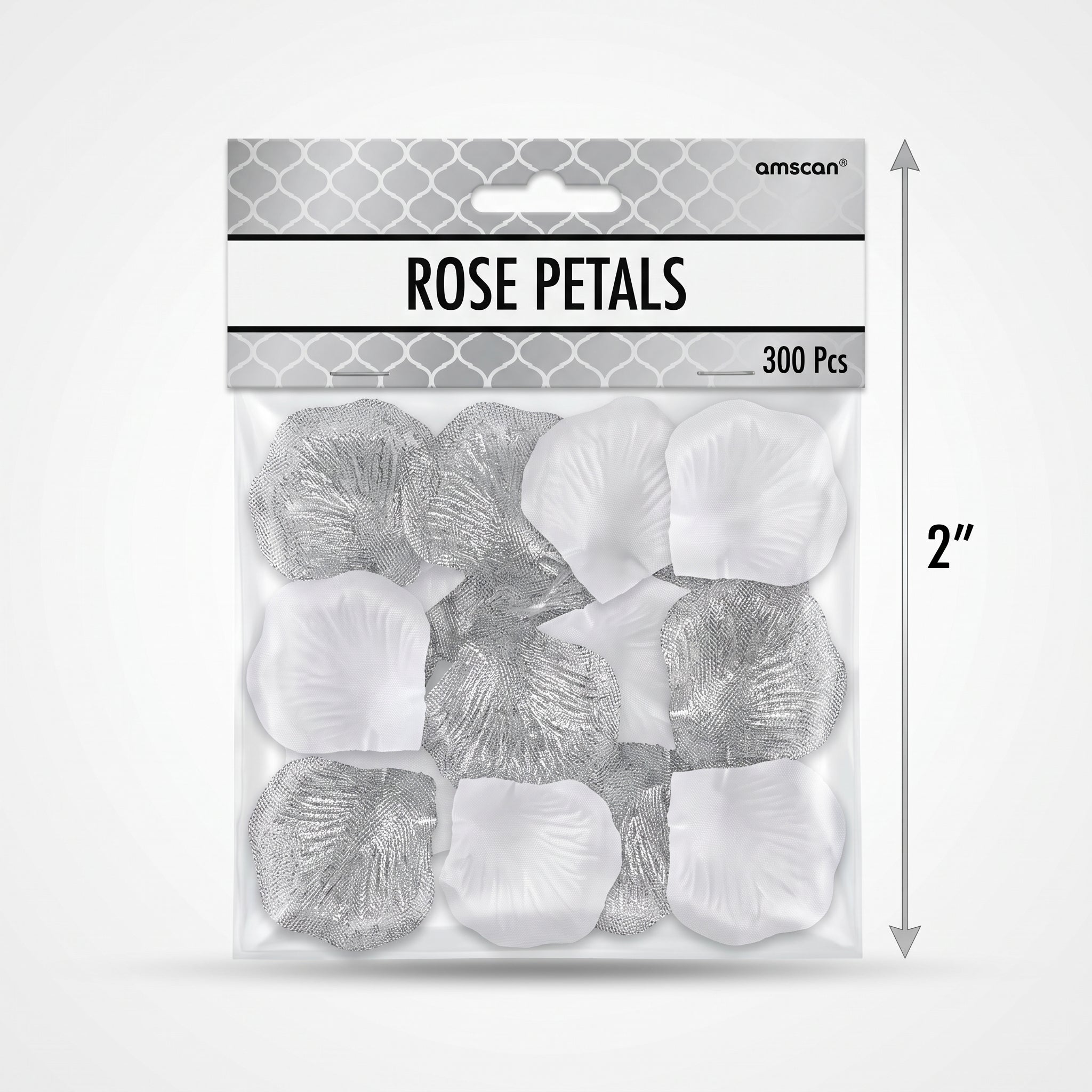 Elegant Silver Fabric Rose Petal Decorations - 300 Pack