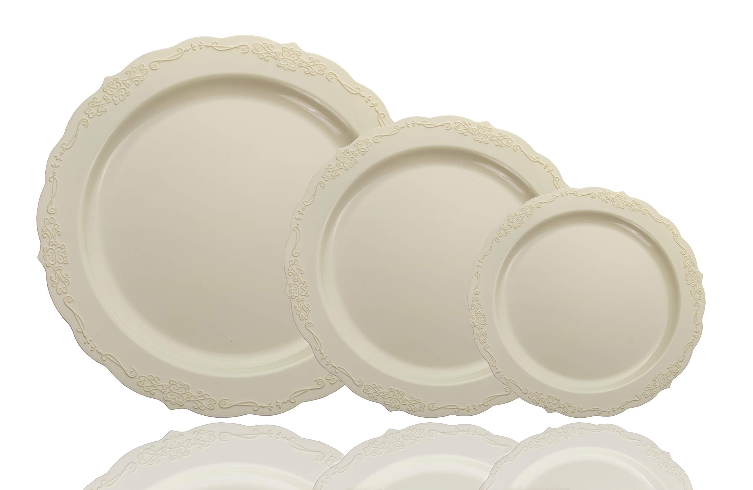 7.5 In. Ivory Victorian Design Plates | 20 Count