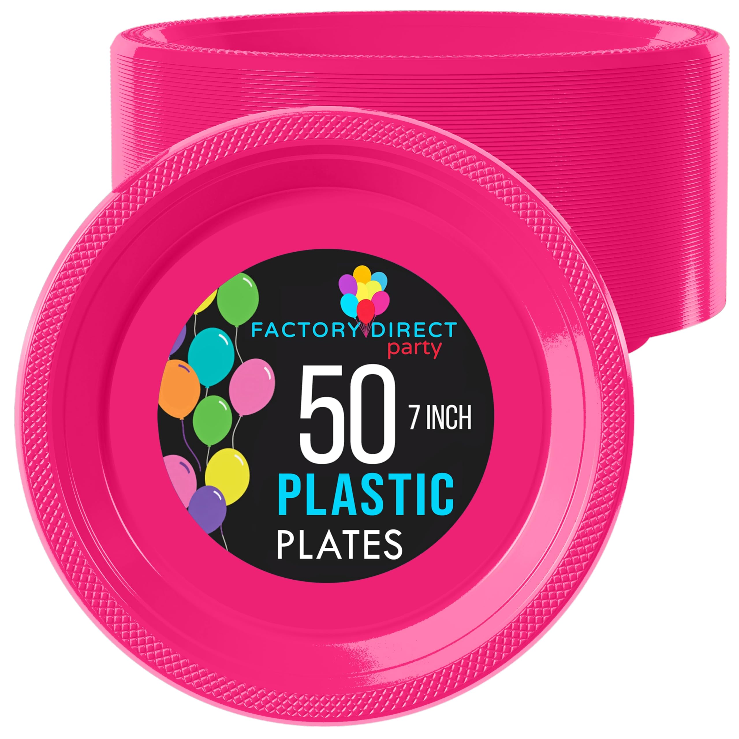 7 In. Cerise Plastic Plates | 50 Count