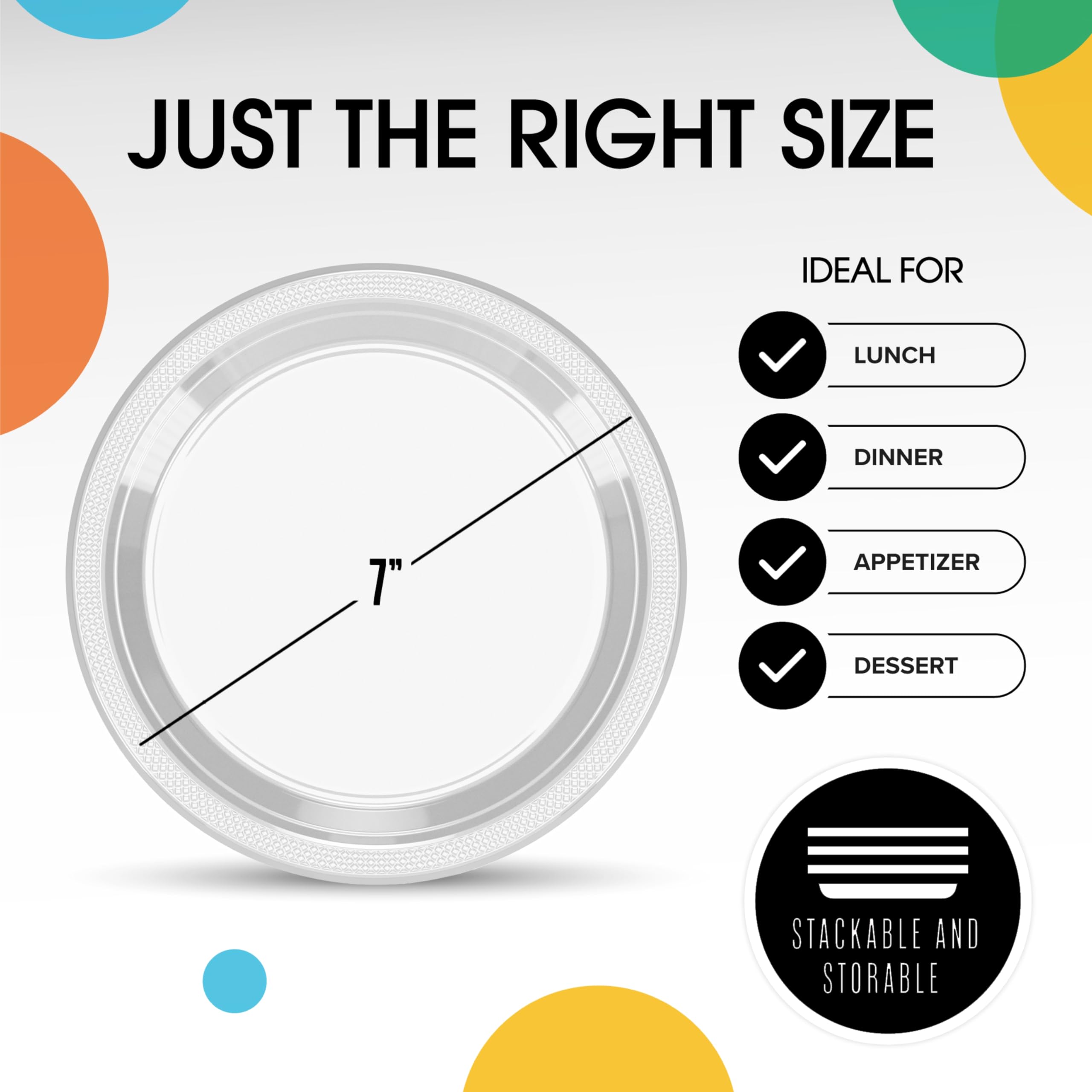 7 In. Clear Plastic Plates | 50 Count