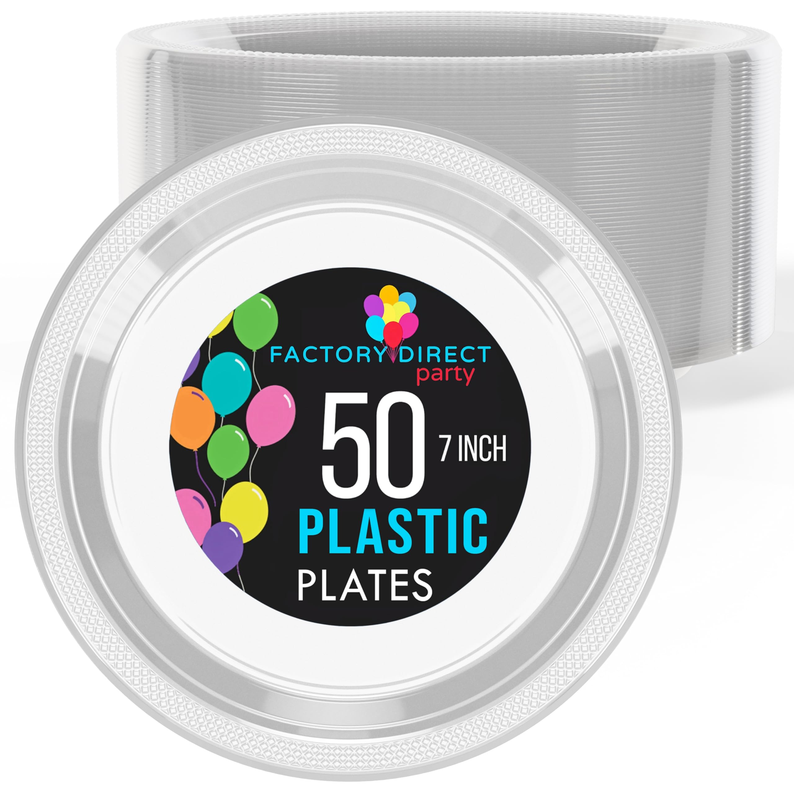 7 In. Clear Plastic Plates | 50 Count