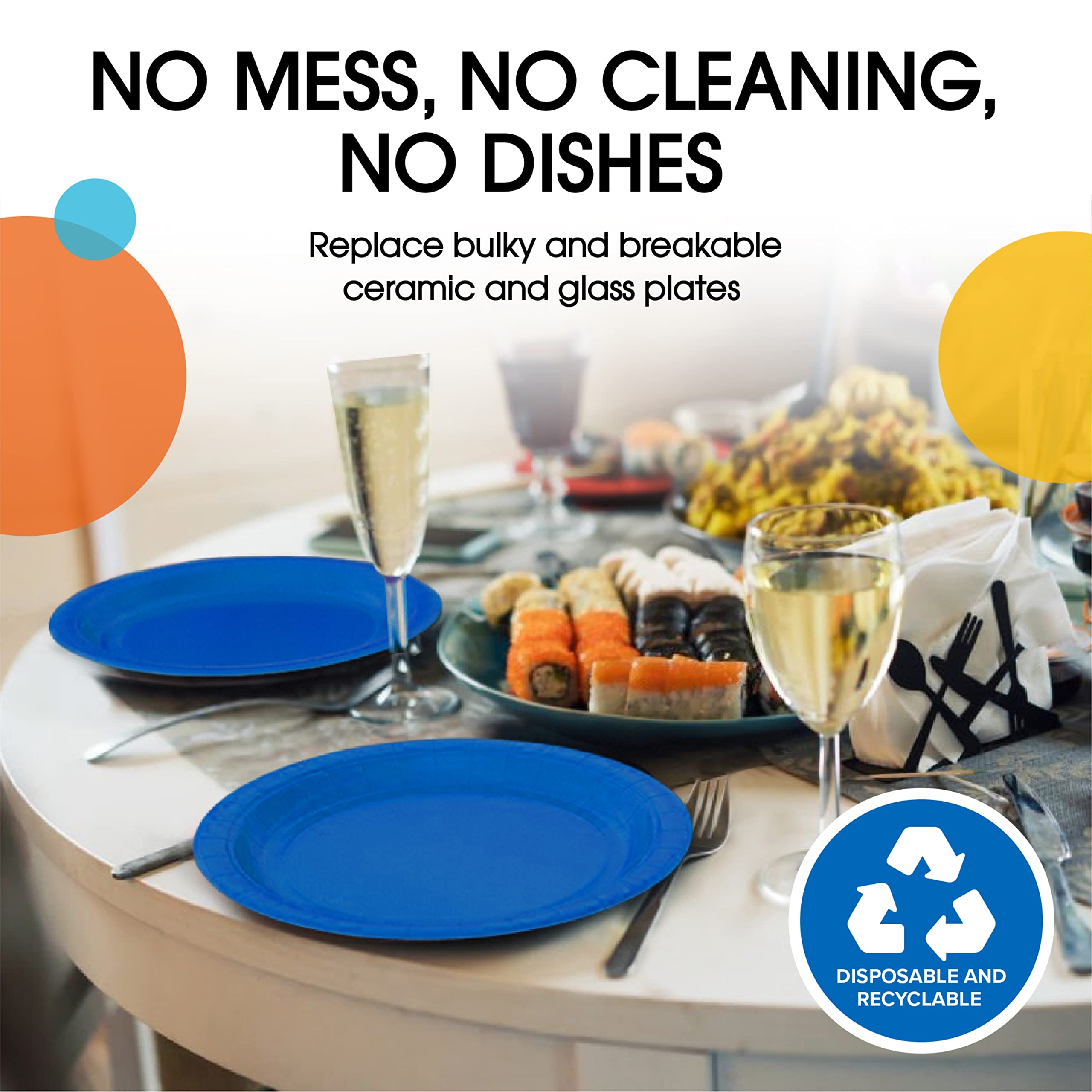 7 In. Dark Blue Paper Plates | 100 Count