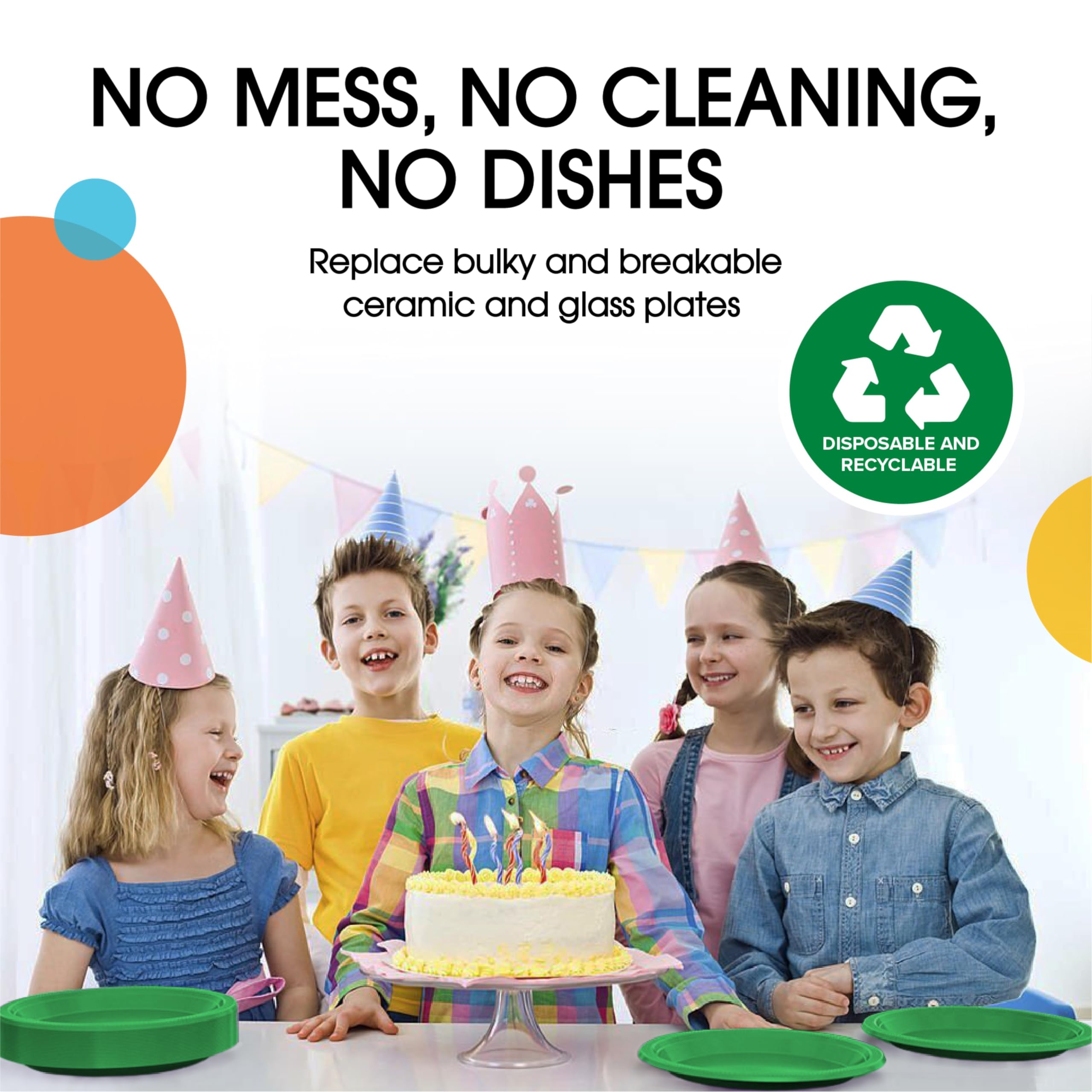 7 In. Emerald Green Plastic Plates | 50 Count