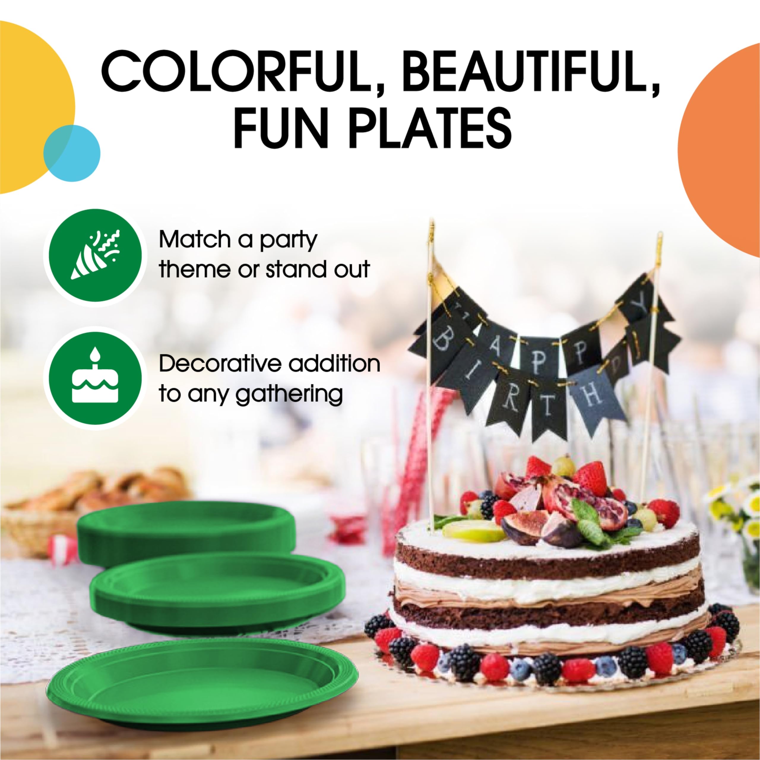 7 In. Emerald Green Plastic Plates | Case of 600