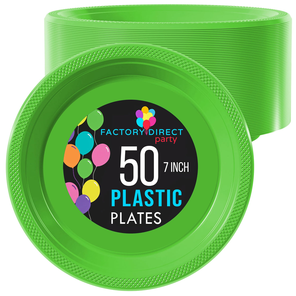 7 In. Lime Green Plastic Plates | 50 Count