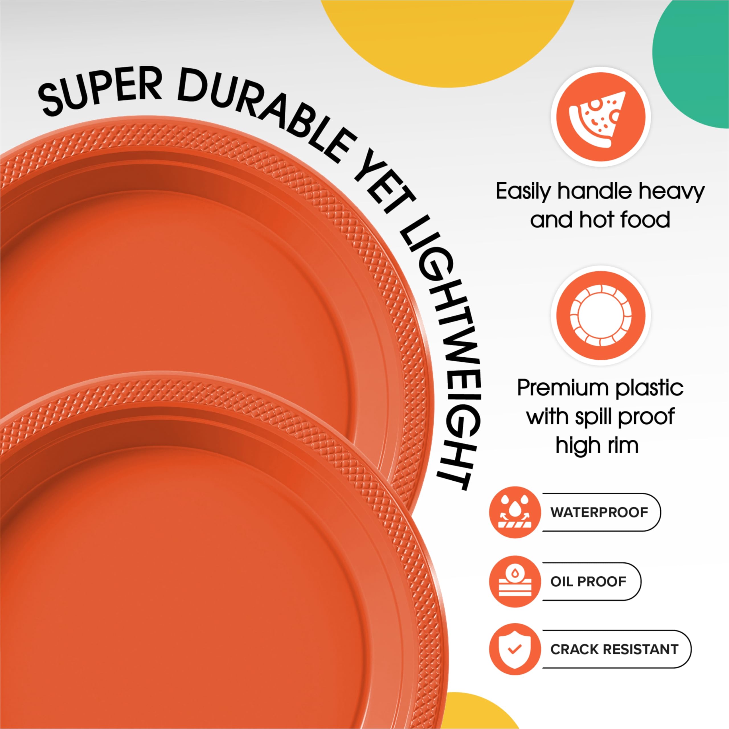 7 In. Orange Plastic Plates | Case of 600