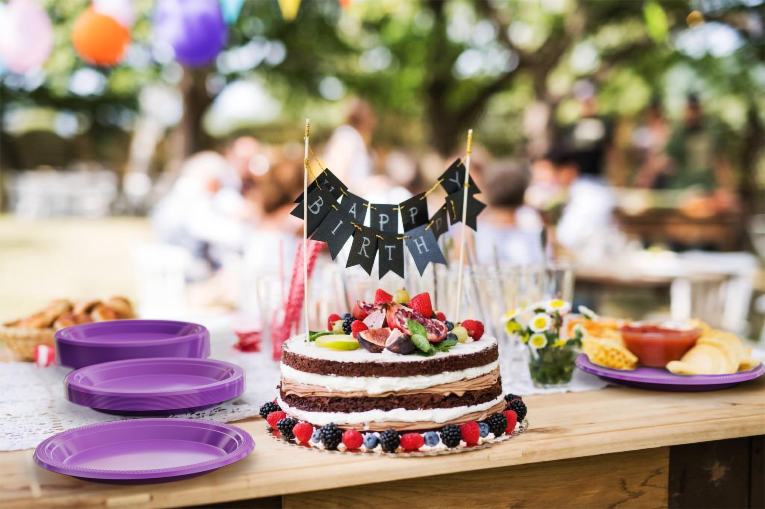 7 In. Purple Plastic Plates | 50 Count