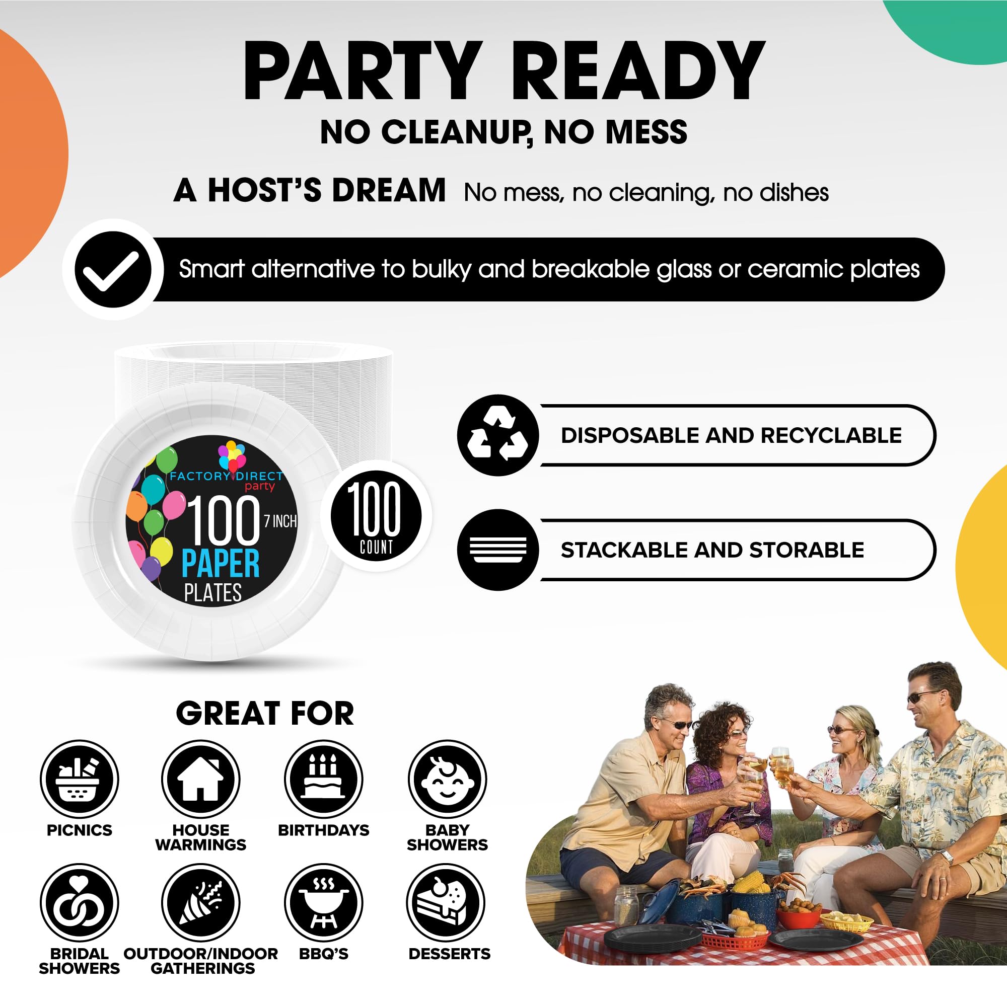 7 In. White Paper Plates | Case of 1000