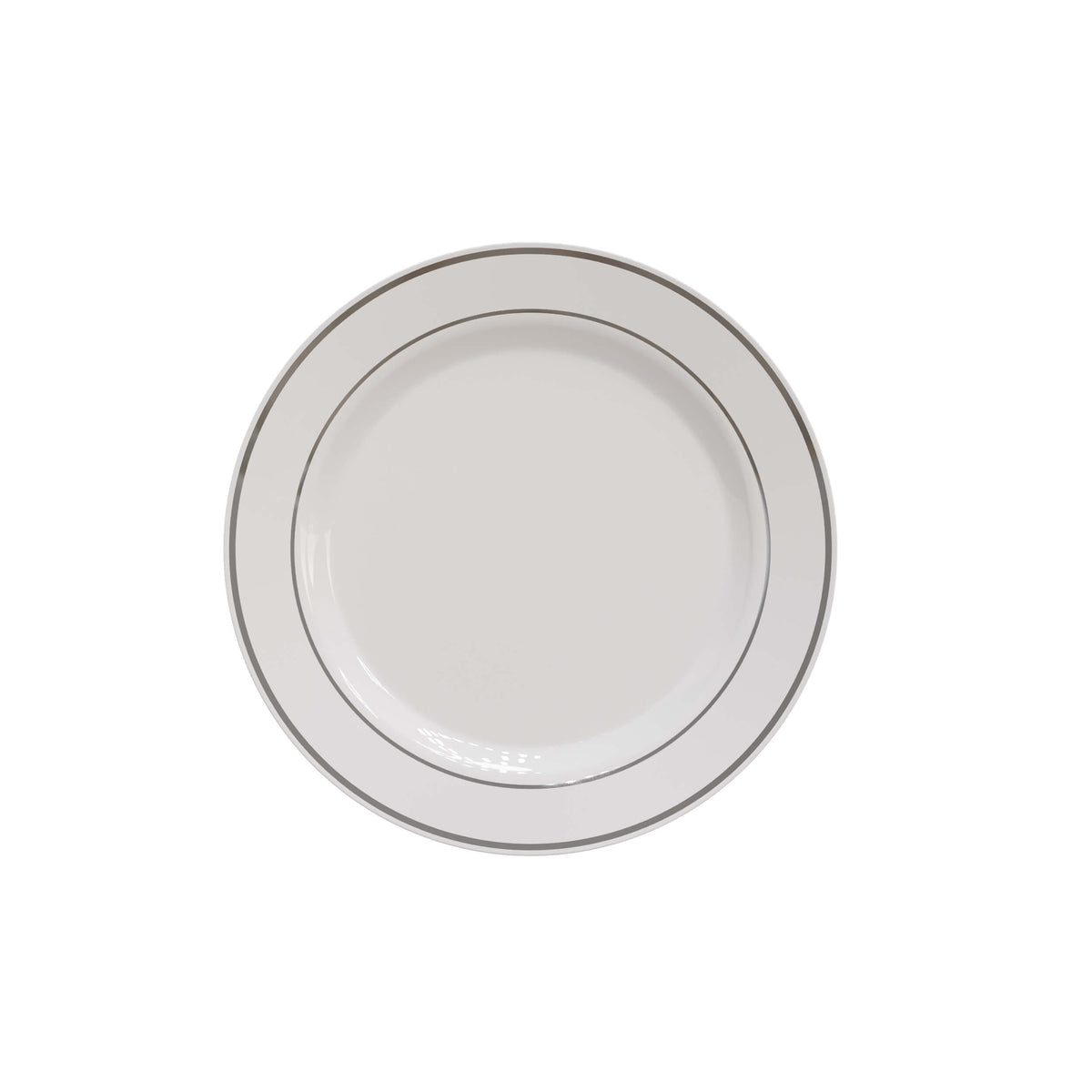 7.5 In. White/Silver Line Design Plates | 10 Count