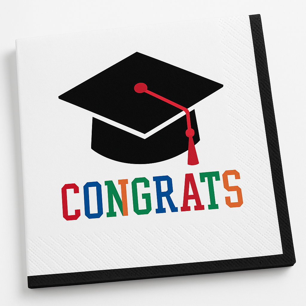 "Congrats" Graduation Beverage Napkins - 16 Pack