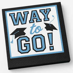"Way to Go!" Powder Blue Graduation Beverage Napkins - 40 Pack - 5 In. X 5 In.