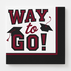 True to Your School "Way to Go!" Maroon Graduation Beverage Napkins, 40-Pack - 5 In. X 5 In.