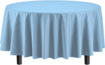 Round Light Blue Plastic Table Cover - 84 in.