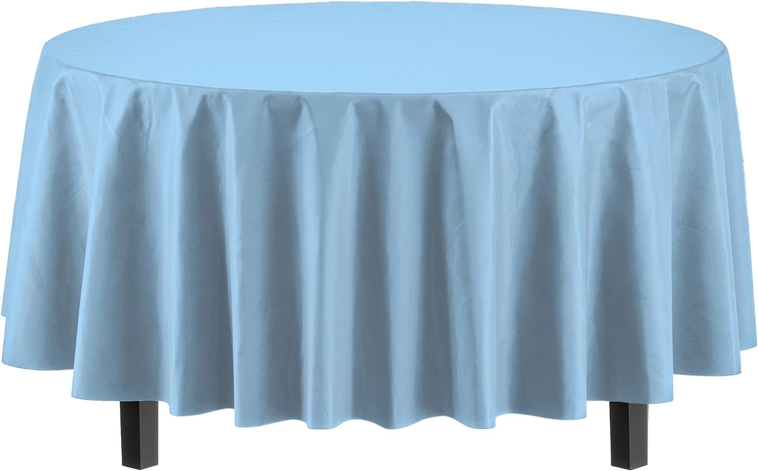 Round Light Blue Plastic Table Covers | 12 Pack - 84 in.
