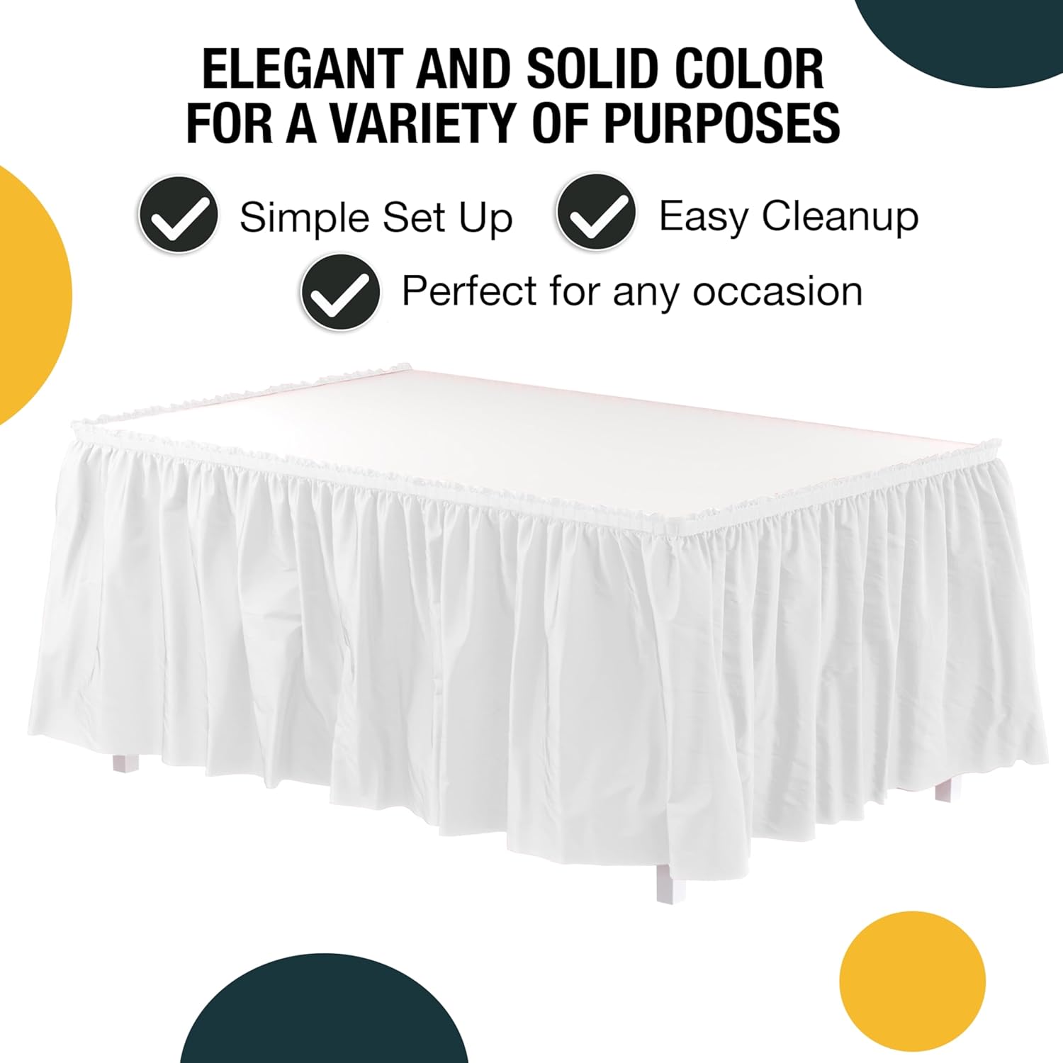 White Plastic Table Skirt | 6 Pack