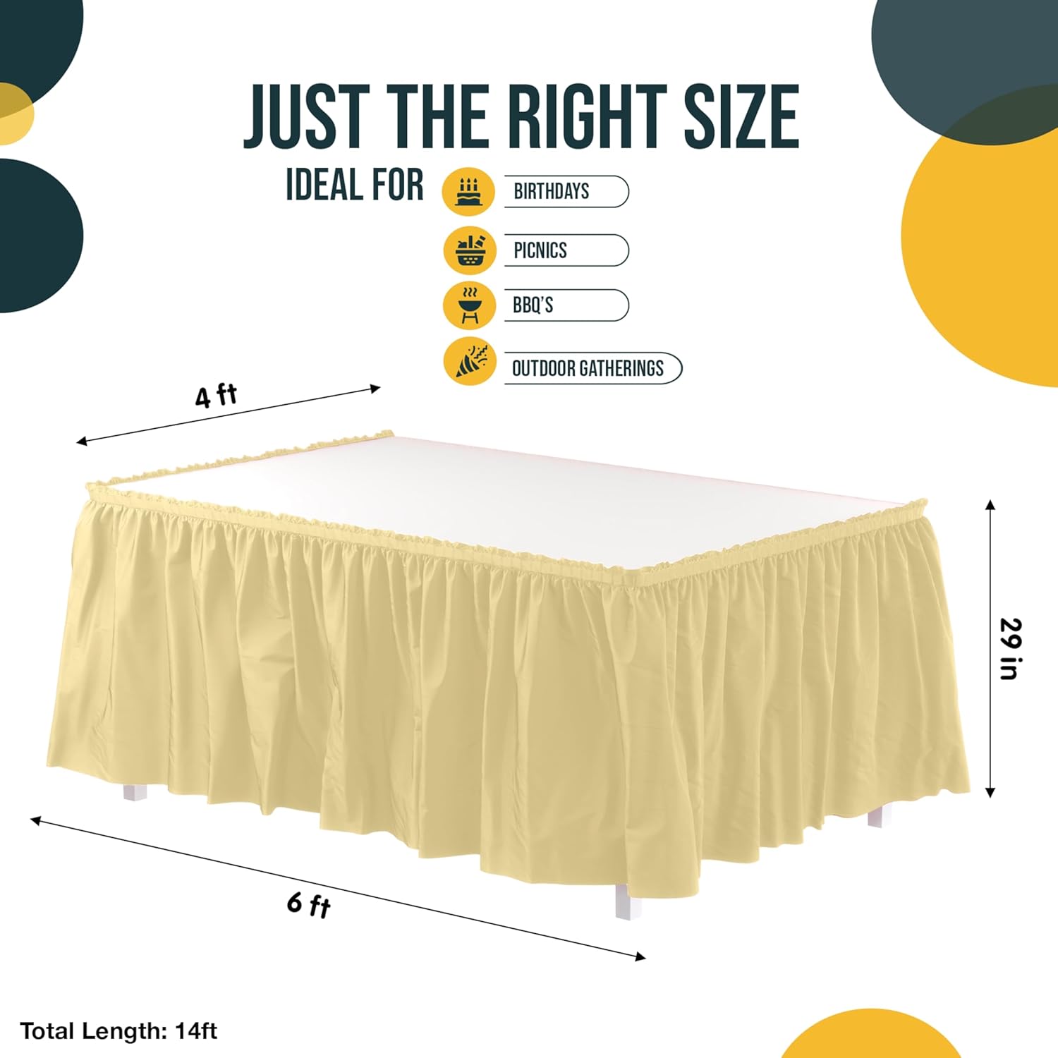 Light Yellow Plastic Table Skirt | 6 Pack