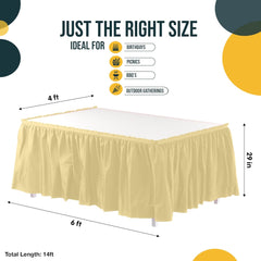 Light Yellow Plastic Table Skirt | 6 Pack