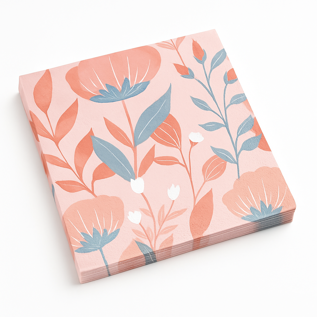 Rose Gold Floral Printed Luncheon Napkins - 6.5 in.