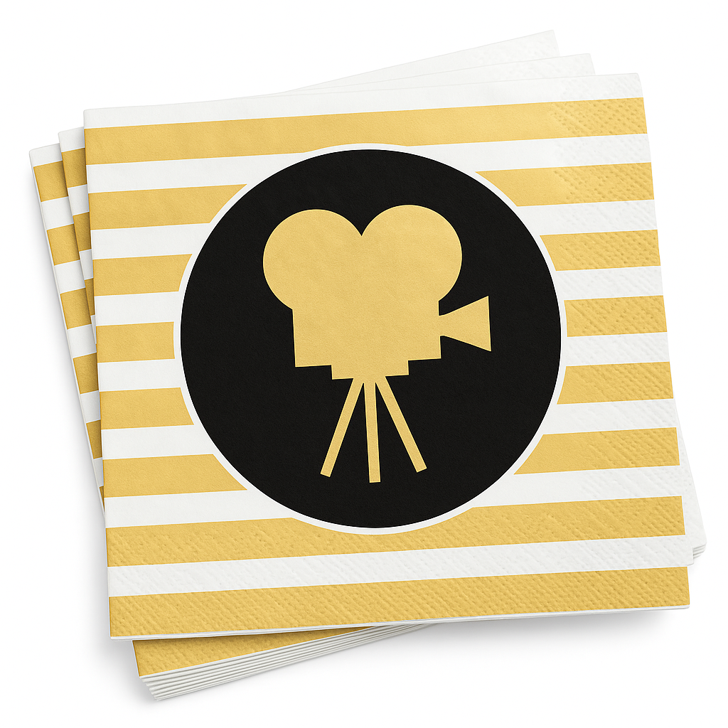 Hollywood Awards Night Lunch Napkins - Gold & Black Striped, 6.5-inch, 40 Pack