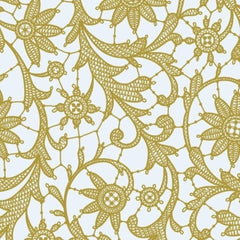 Round Gold Lace Plastic Table Cover | 84 in.