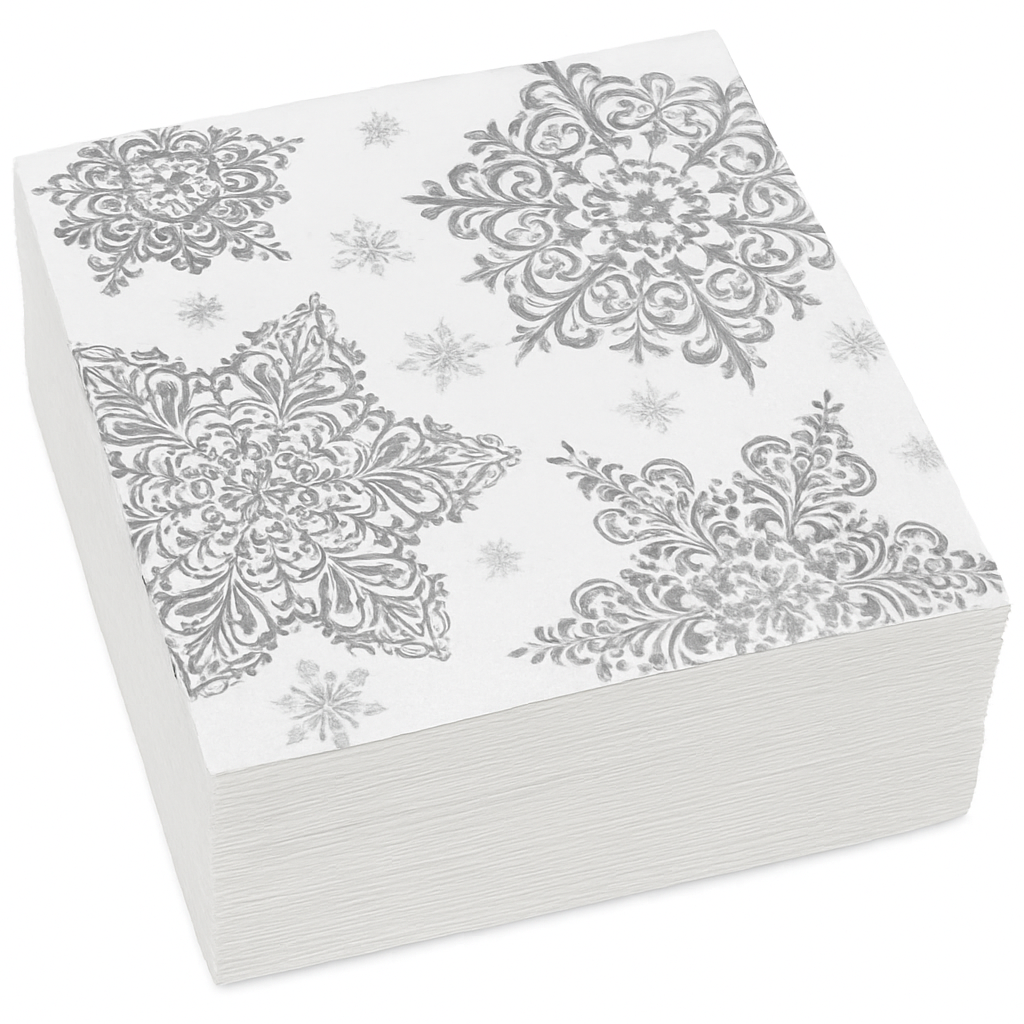 Shining Season Snowflake Lunch Napkins - 125 Pack