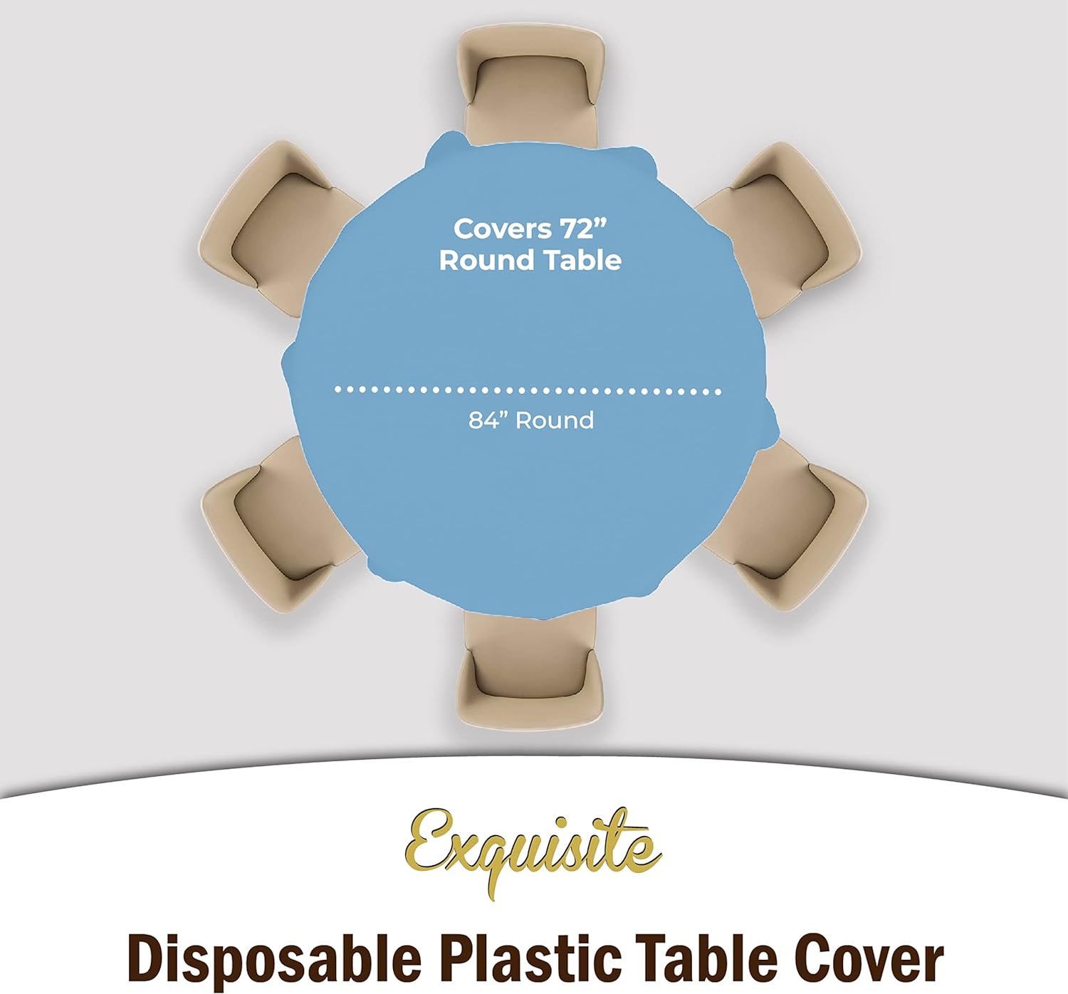 Round Light Blue Plastic Table Cover - 84 in. | Case of 48