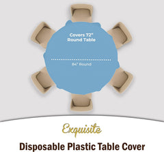 Round Light Blue Plastic Table Cover - 84 in. | Case of 48