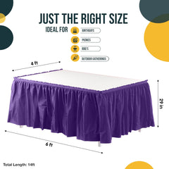Purple Plastic Table Skirt | 6 Pack