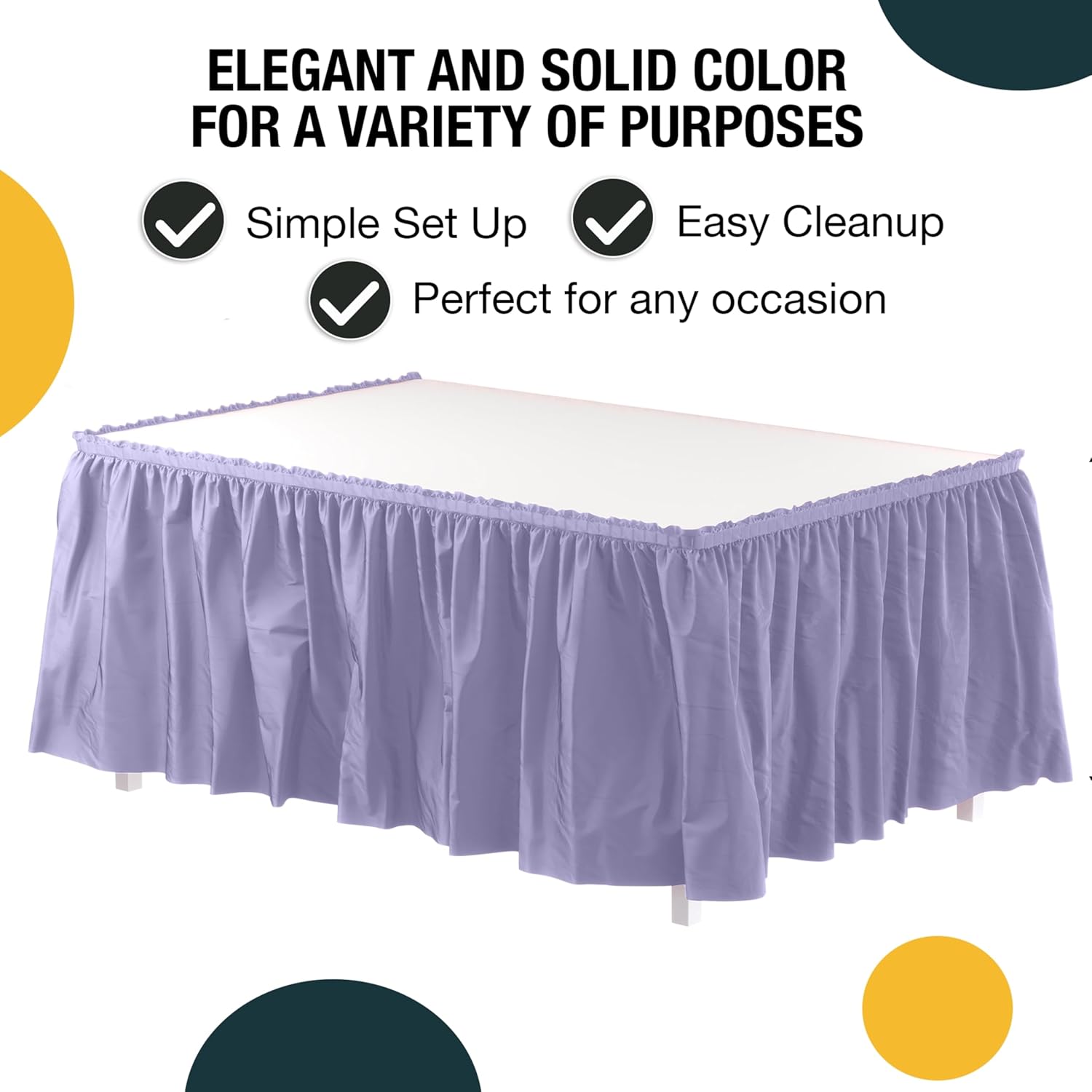 Lavender Plastic Table Skirt | 6 Pack