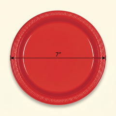 Elegant Apple Red 7-Inch Plastic Dessert Plates - 20 Pack
