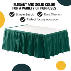 Dark Green Plastic Table Skirt | 6 Pack